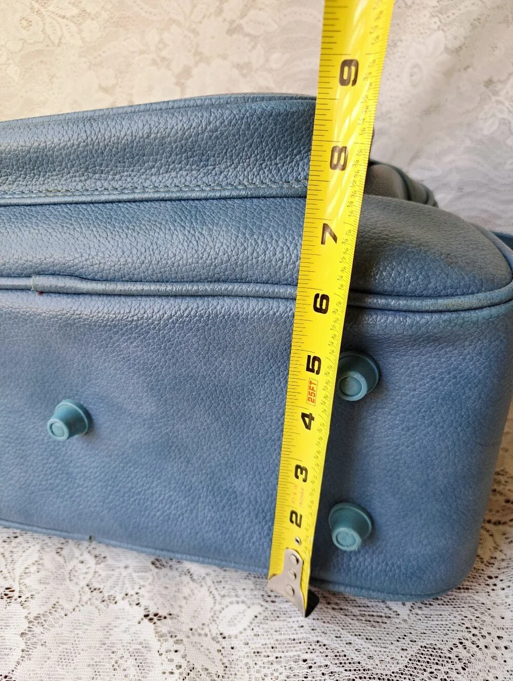Vintage 70s Sky Blue American Tourister Type Vinyl Carry-On Shoulder Bag Korea